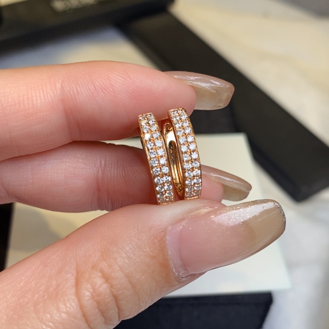 钻石耳饰18K金镶嵌双排耳扣