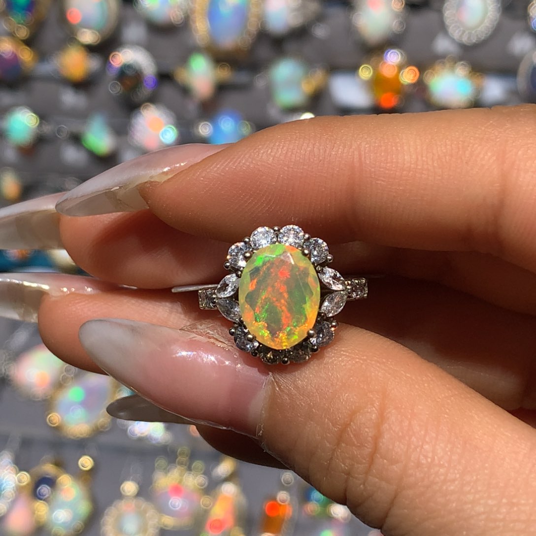 欧泊戒指h银S925镶嵌福利