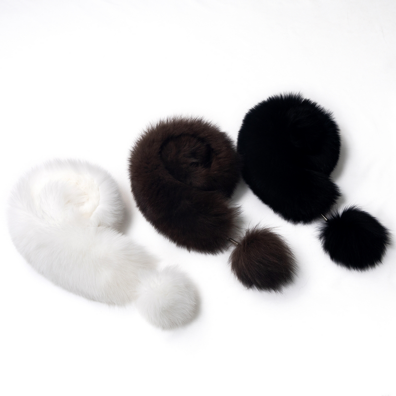 【雪柔】2025冬季新款狐狸毛长款百搭时尚围脖女款保暖加厚围巾