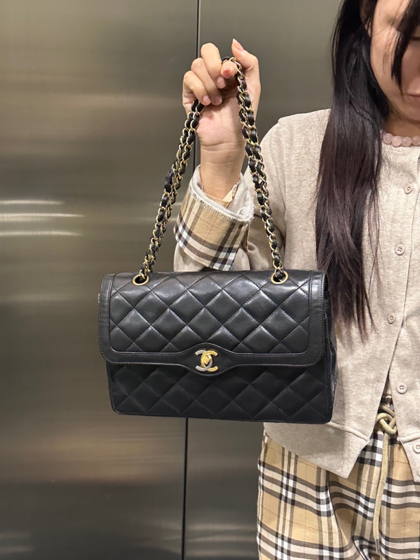 95新 Chanel/香奈儿 经典黑色菱纹格鸳鸯扣单肩包优雅大方