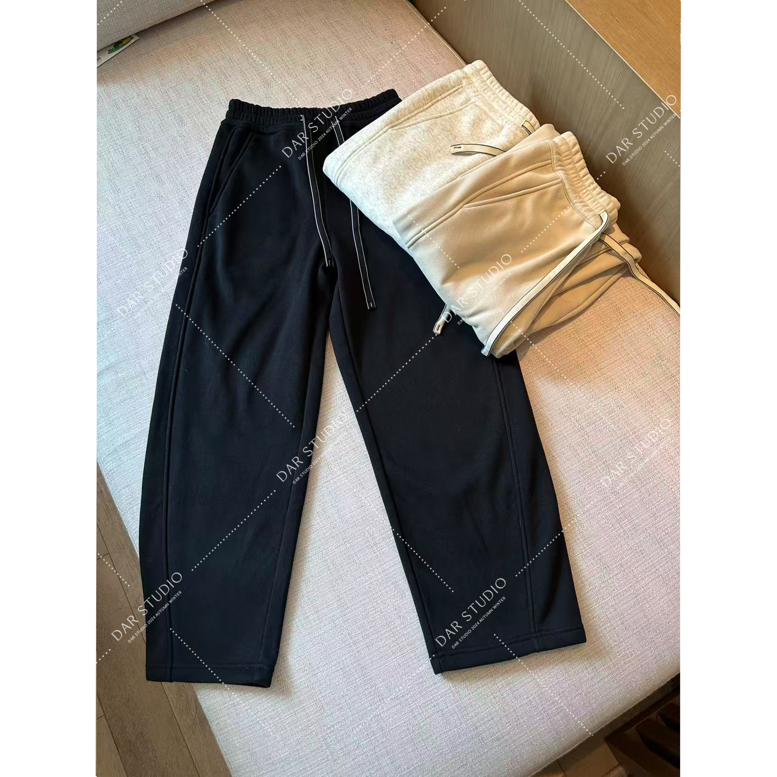DAR STUDIO 深圳货【弯刀裤】2025冬季新款加绒抽绳弯刀休闲裤25295