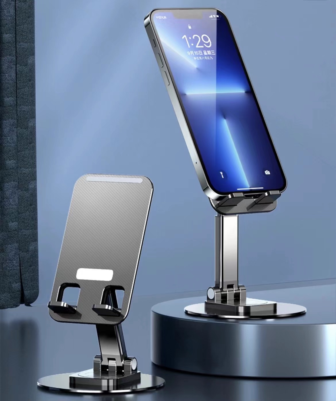 黑色合金手机支架一个可旋转可折叠