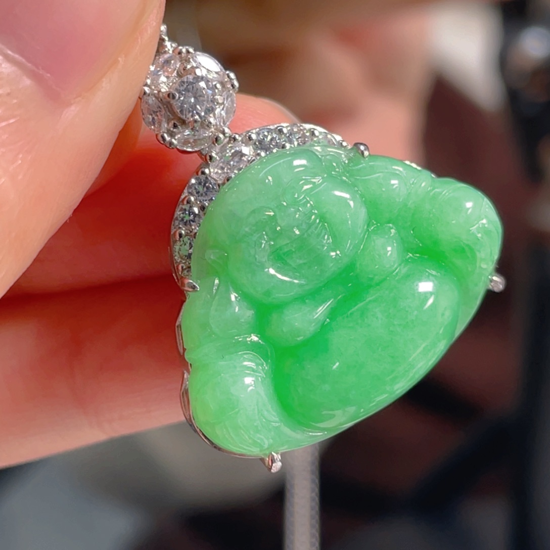 翡翠银S925镶嵌吊坠(不含链)