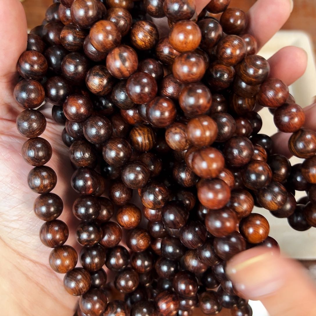 黄花梨/降香黄檀手串/手链12mm圆珠老料海越混