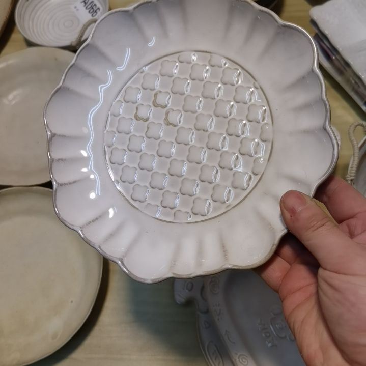 瓷片微瑕太阳花八寸深盘两个一组
