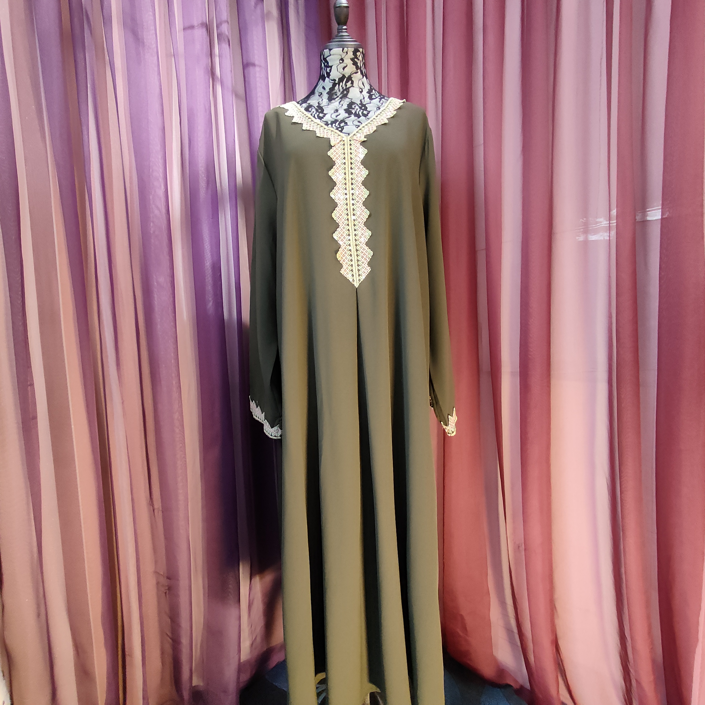 中东时尚花边欧美民族风东南亚女大摆连衣裙