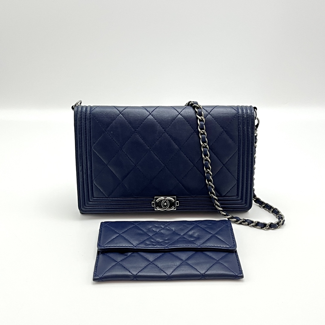 95新 Chanel/香奈儿 蓝银 Leboy二合一Woc单肩腋卡斜挎包04440