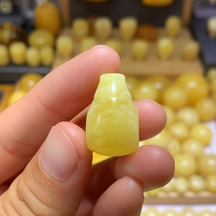 蜜蜡未镶嵌裸石天然原矿白花蜜蜡三通14.3