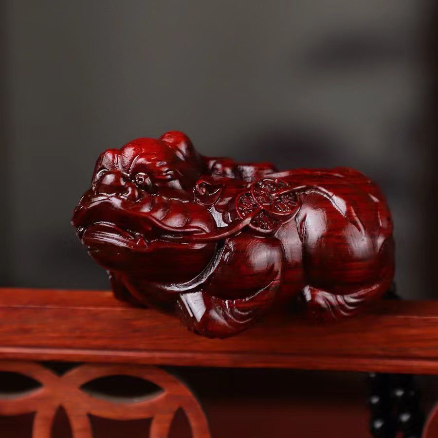 紫檀木雕刻瑞兽招财进宝貔貅手把件男随身把玩件摆件文玩