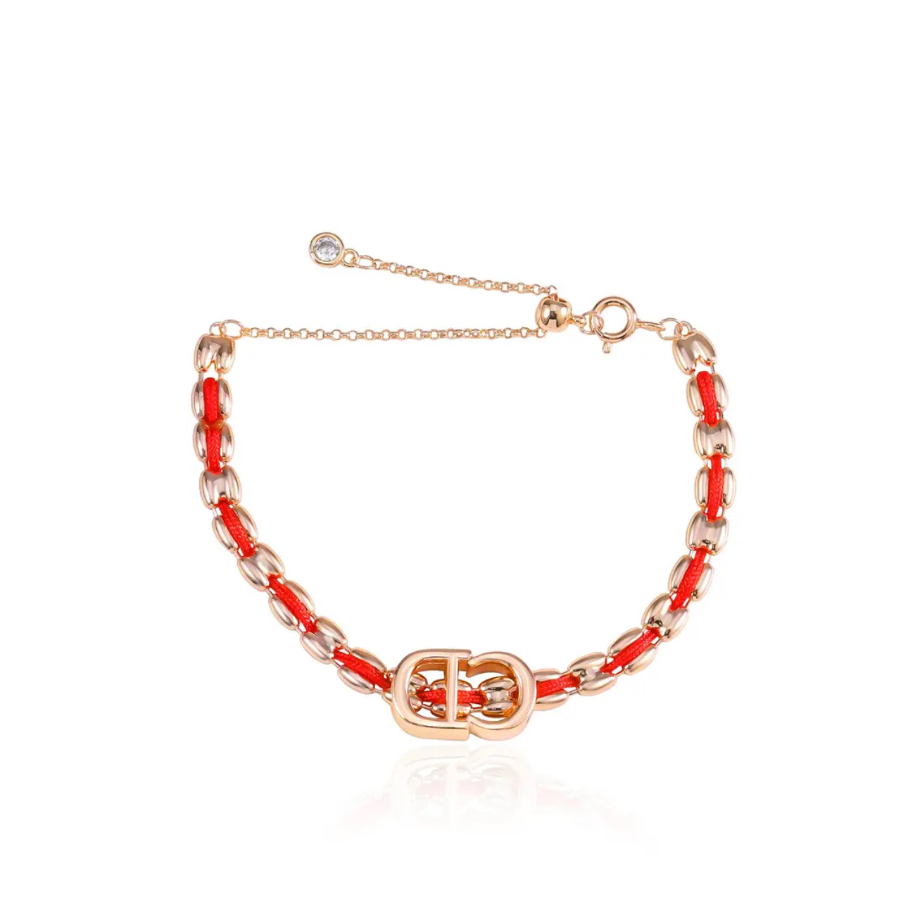 铜合金锆石手链 百搭红绳字母新款轻奢