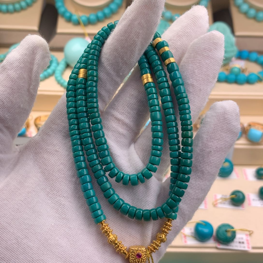 绿松石珠宝奇石18K金镶嵌