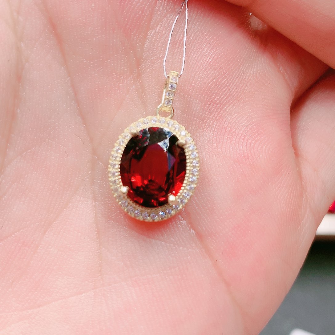 石榴石吊坠(不含链)银S925镶嵌9✖️11