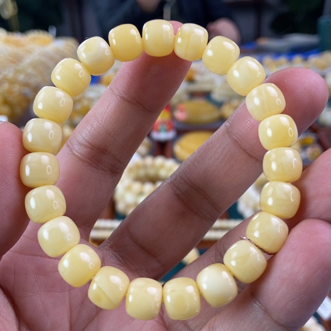 琥珀珠宝奇石未镶嵌9+浓蜡老型手串11.68