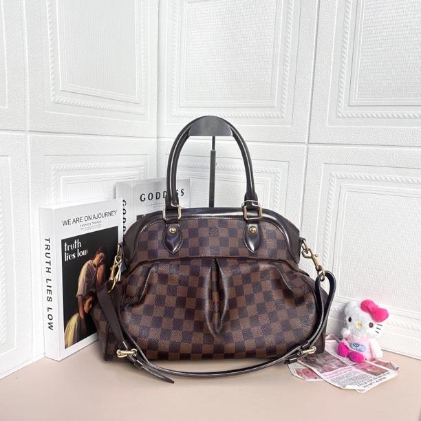 95新 LouisVuitton/路易威登 棕棋盘格饺子包手提包
