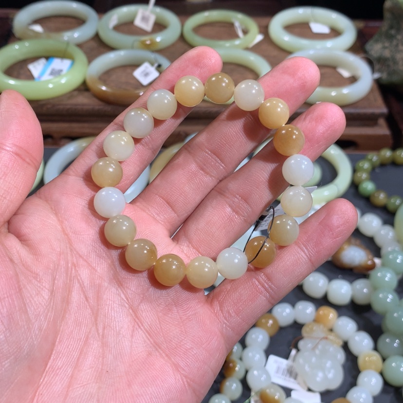 【闪购商品】和田玉手链未镶嵌新疆且末金山矿糖白手串