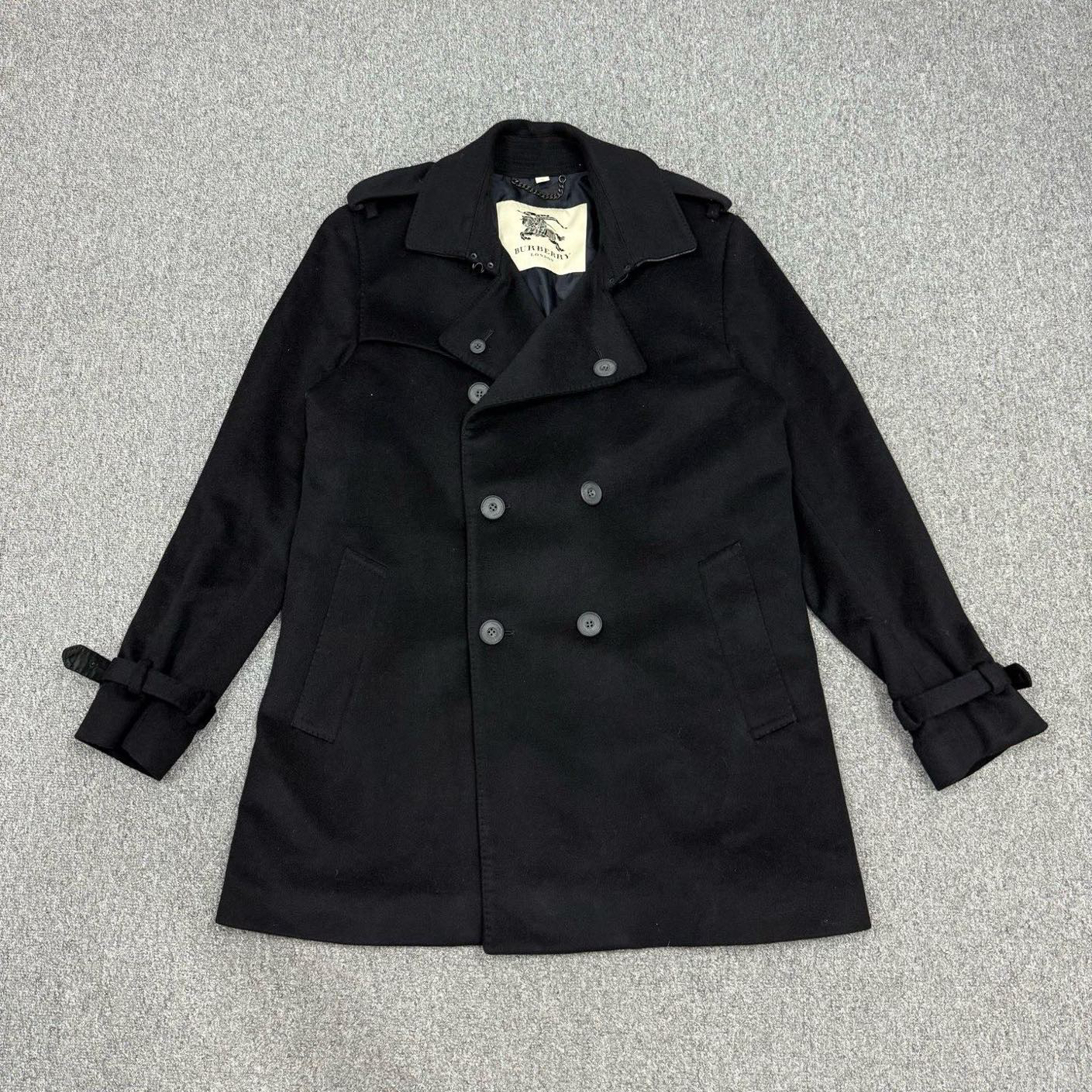 99新 BURBERRY/博柏利 14614756 双排扣黑色羊毛大衣 54码99新