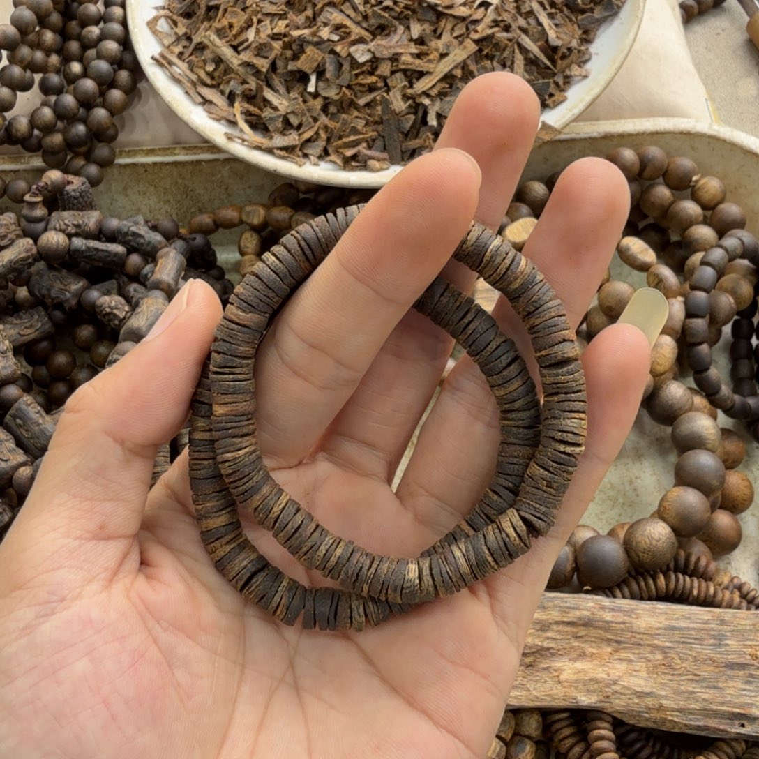 沉香碎屑沉香单圈沉水片珠7克多样性发一