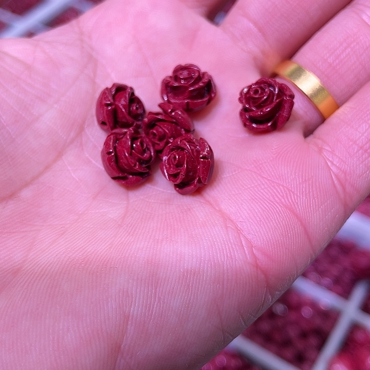 天然辰砂紫金砂玫瑰花6个11毫米