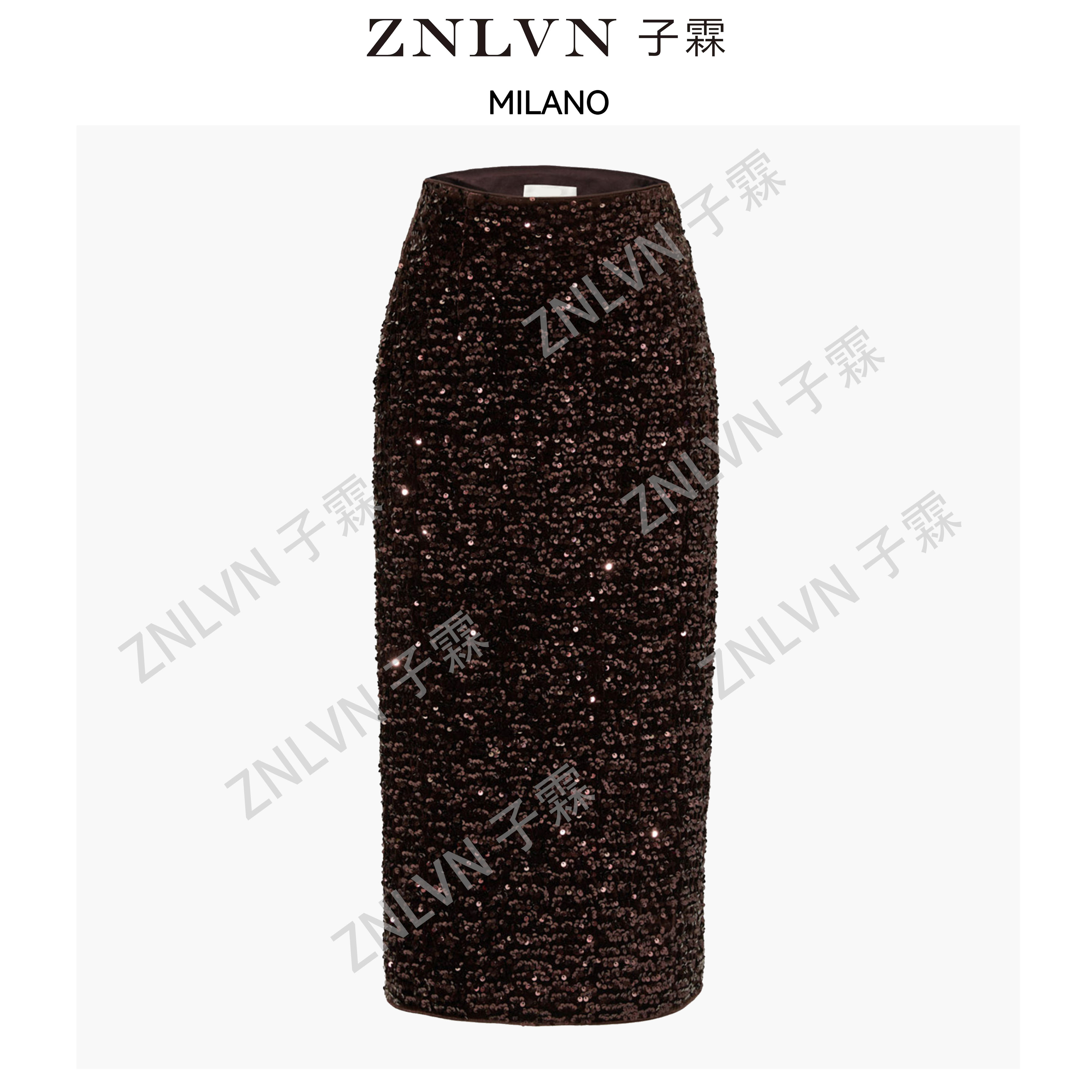【金姐专属】ZNLVN长款闪闪发光亮片高级优雅松紧腰半身裙153S101