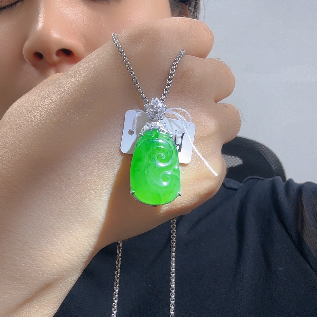 翡翠银S925镶嵌吊坠(不含链)