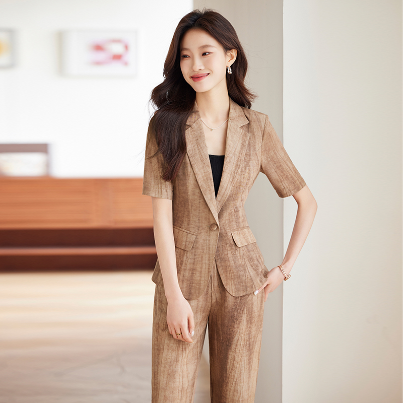 8230JX1夏款高级感减龄时尚气质中袖套裤国风轻奢套装女