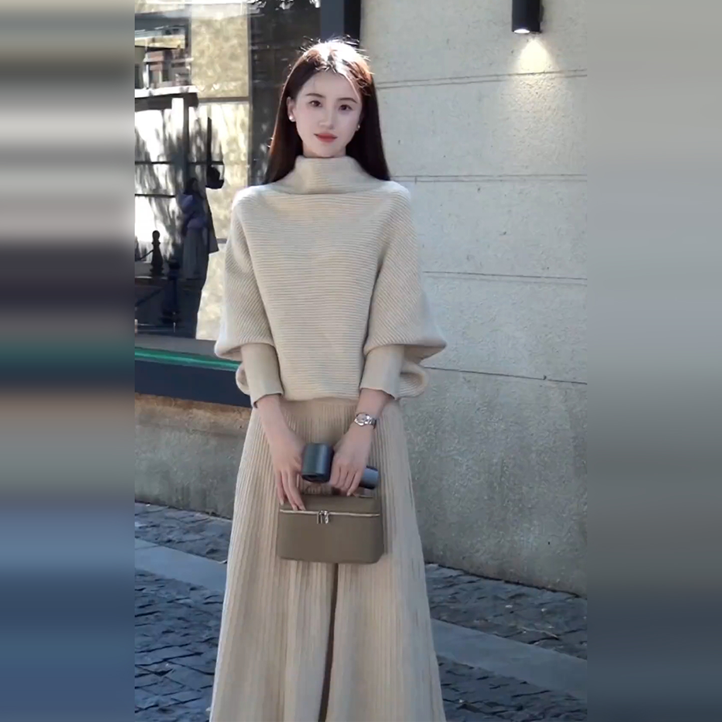 法式气质高领针织连衣裙子2025新款女秋冬高级感一整套装内搭长裙