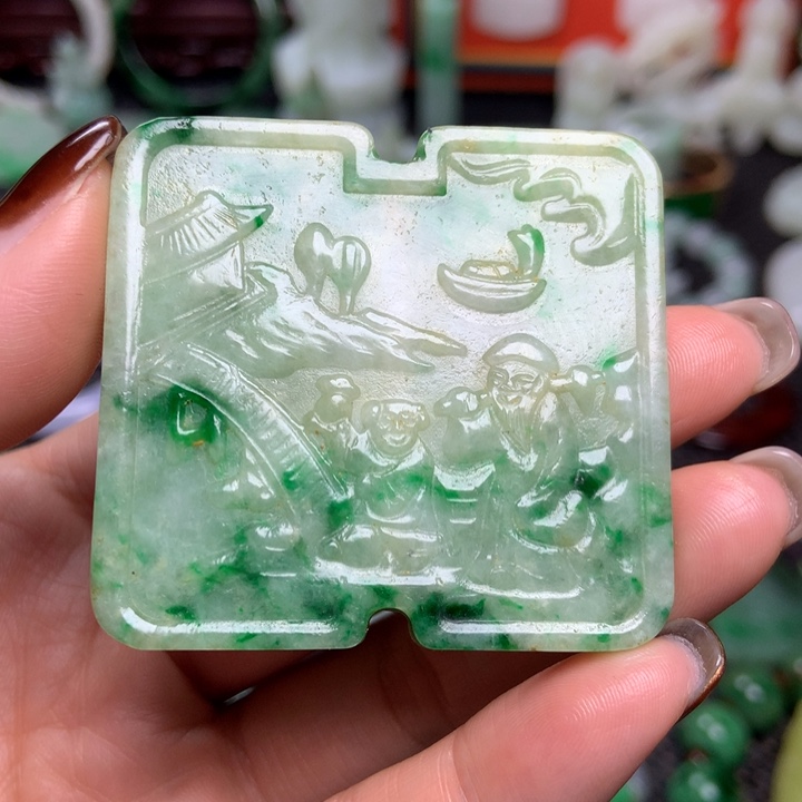 竹****翡翠未镶嵌挂件清