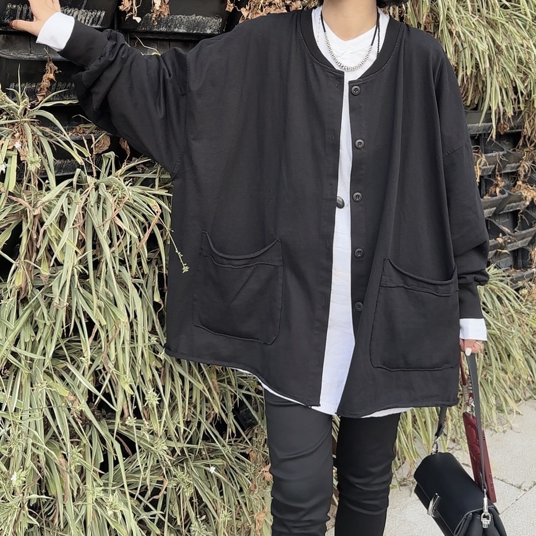 【芬芬姐精选】春季流行新款百搭宽松休闲毛边口袋卫衣00071