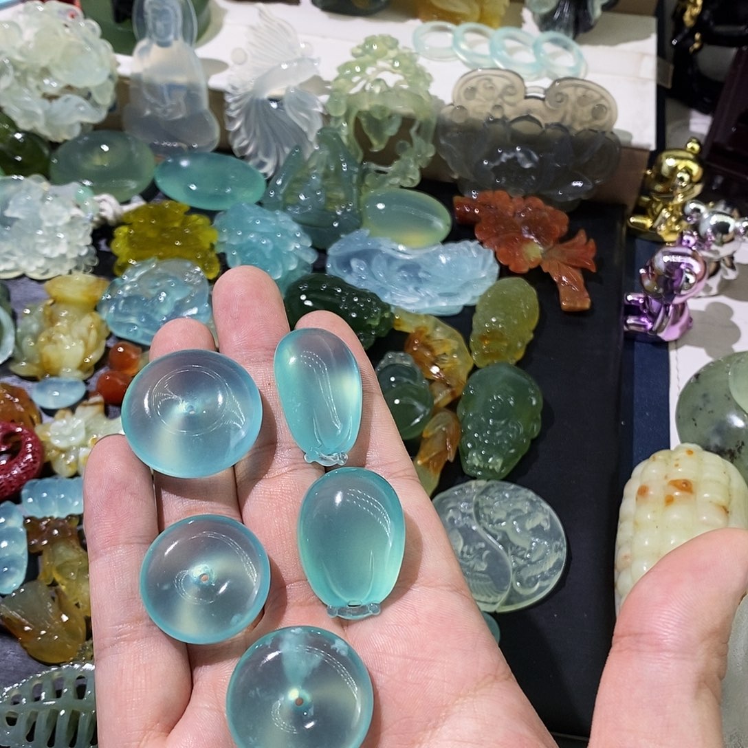 老***Q蛇纹石玉合金珠宝半成品