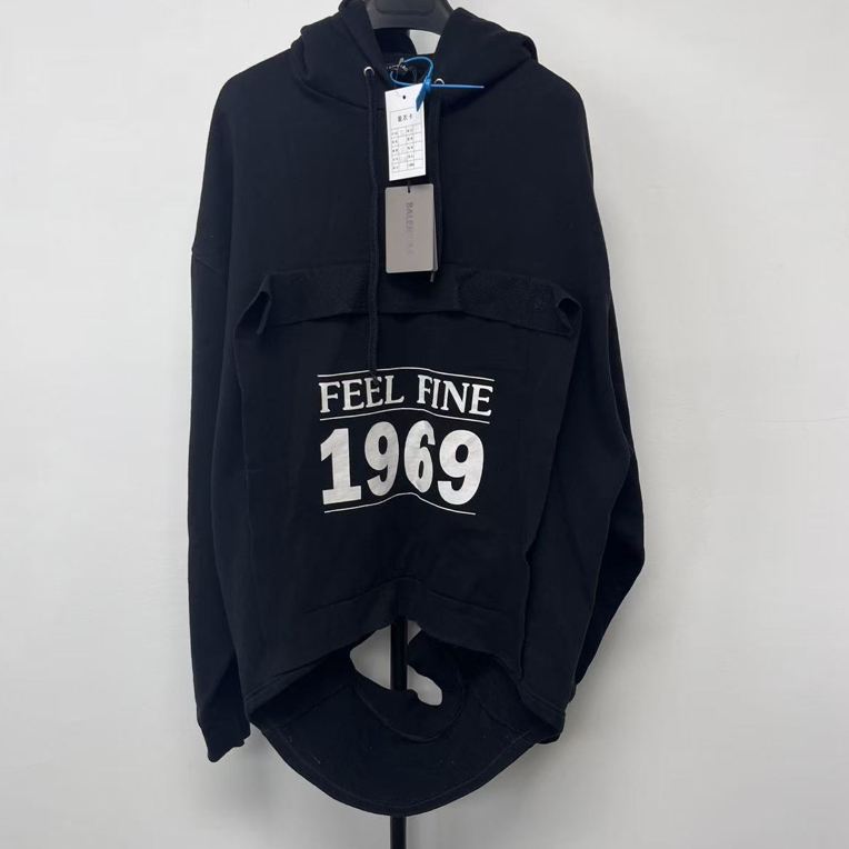 99新 Balenciaga/巴黎世家 98新 1969标语破坏下摆连帽卫衣 01793