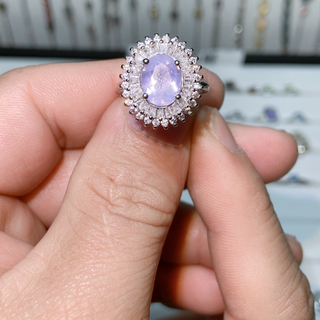 绿水晶戒指银S925镶嵌