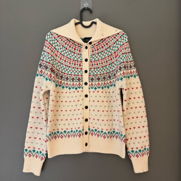 MOSSE ROOM 高级复古费尔岛翻领针织开衫