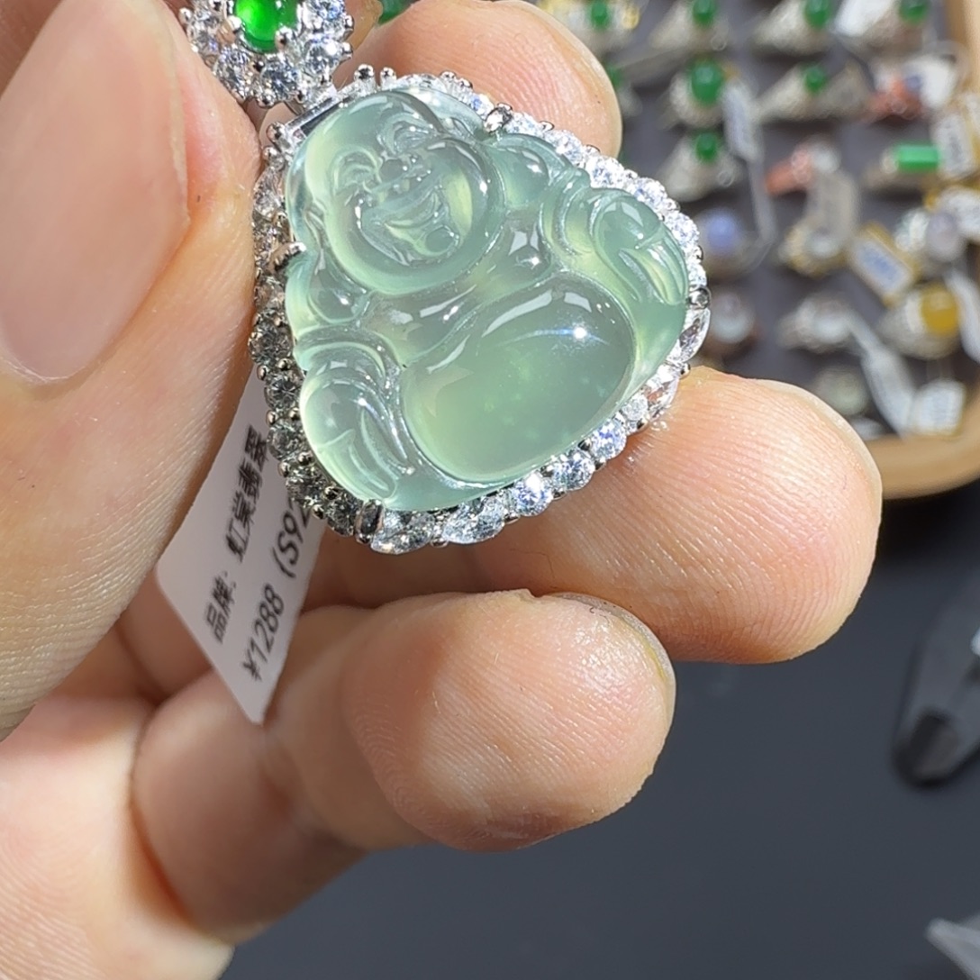 翡翠银S925镶嵌戒指天然缅甸翡翠A货