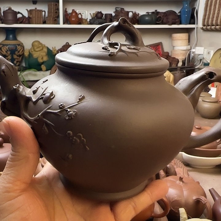 @***曲茶壶紫泥原矿紫砂