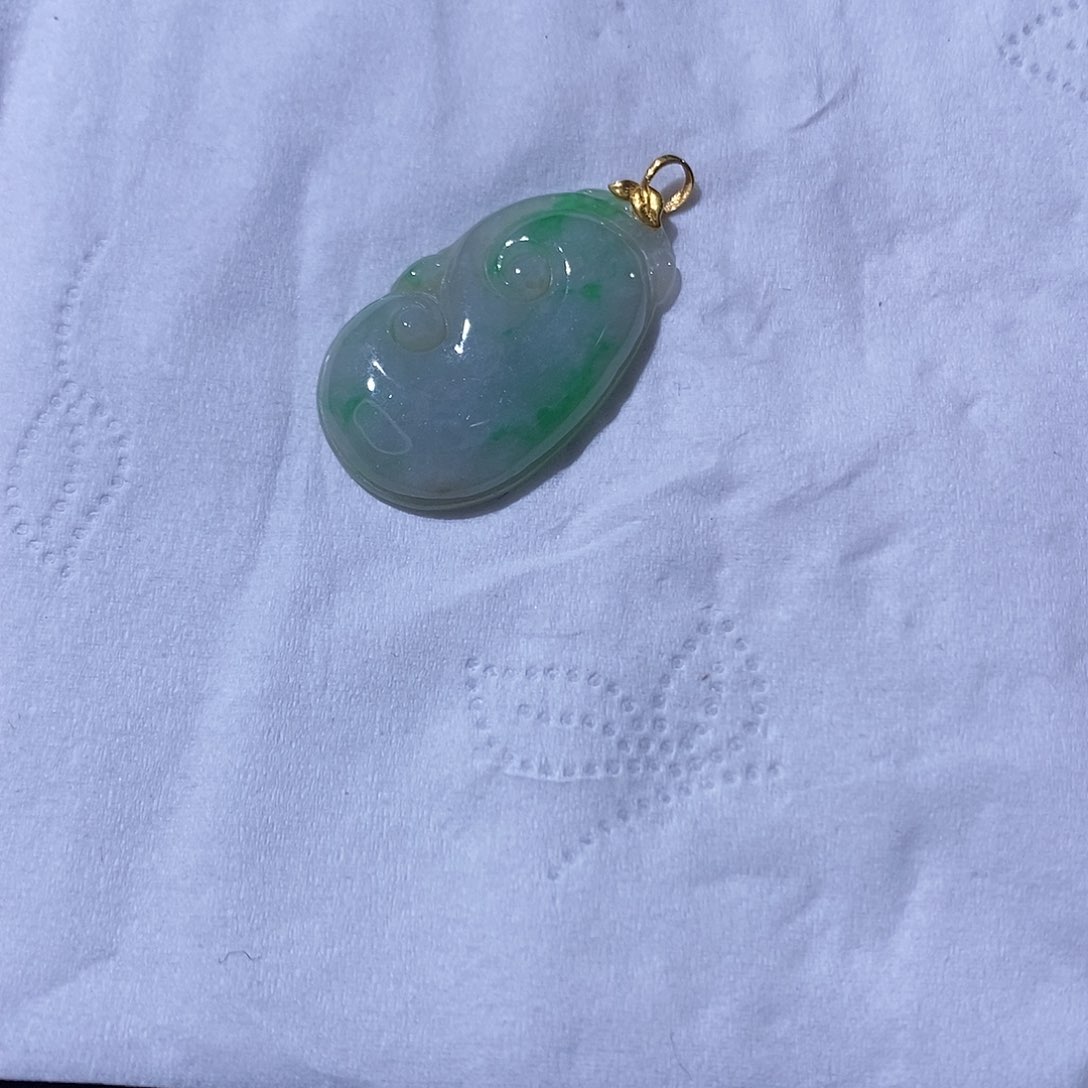 翡翠吊坠(不含链)18K金镶嵌