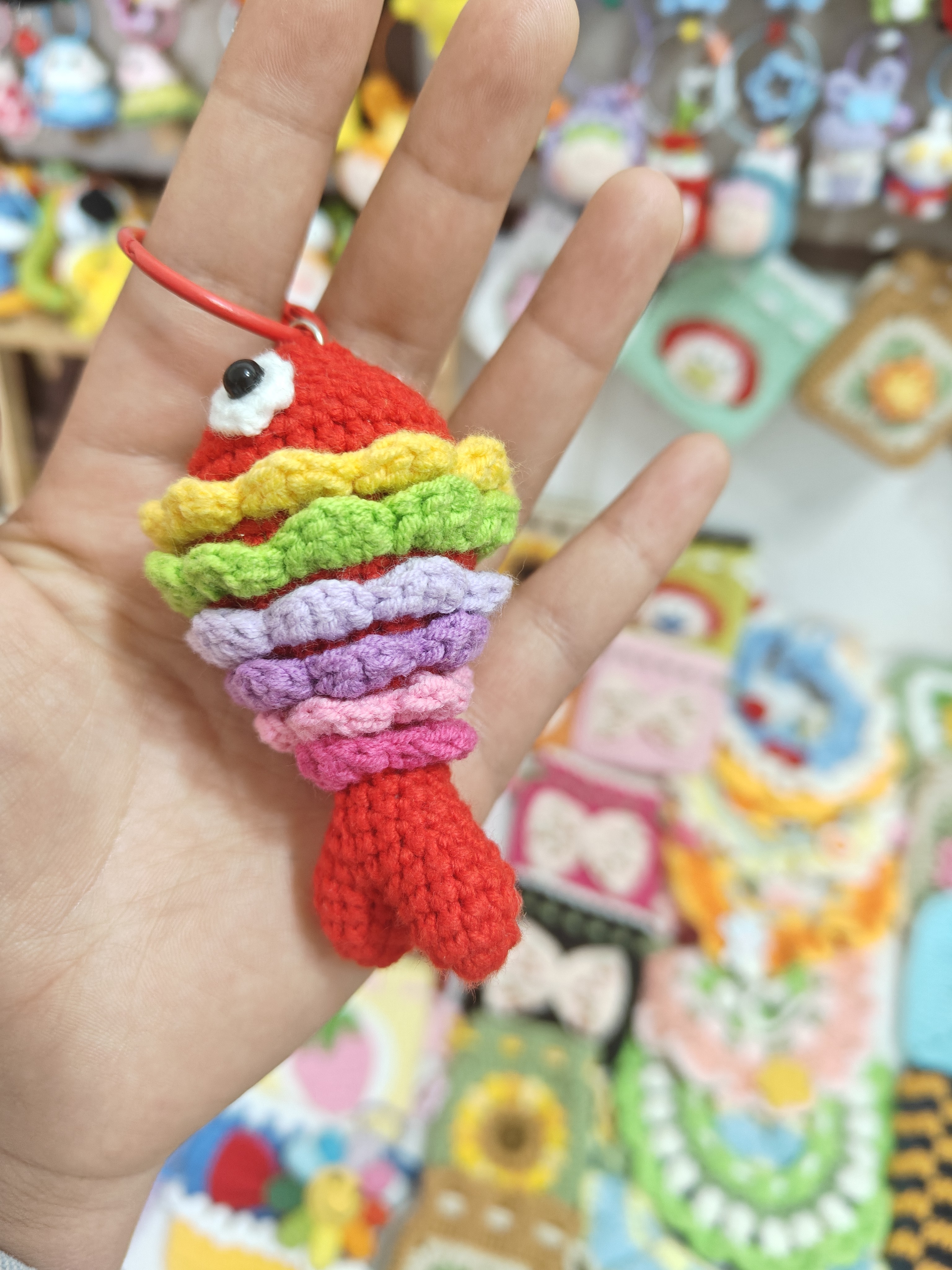 (成品)好运锦鲤鱼钥匙扣包包挂件创意礼物手工毛线钩织