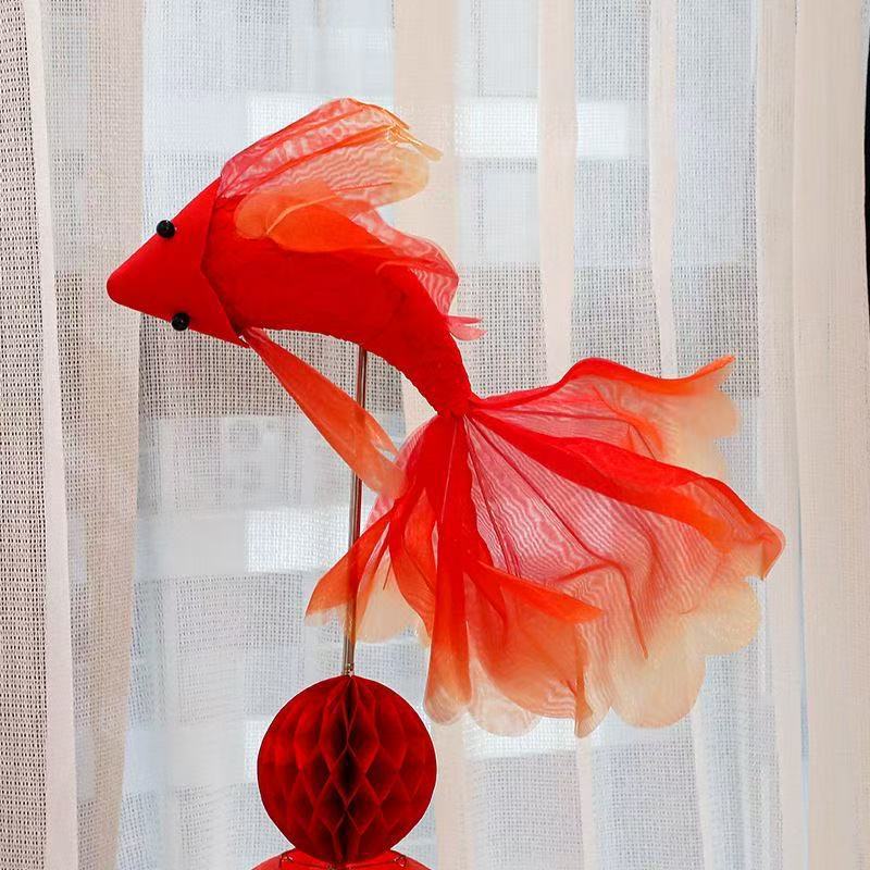 100cm新年影楼拍照结婚红色暴富锦鲤金鱼摄影道具新中式背景装饰