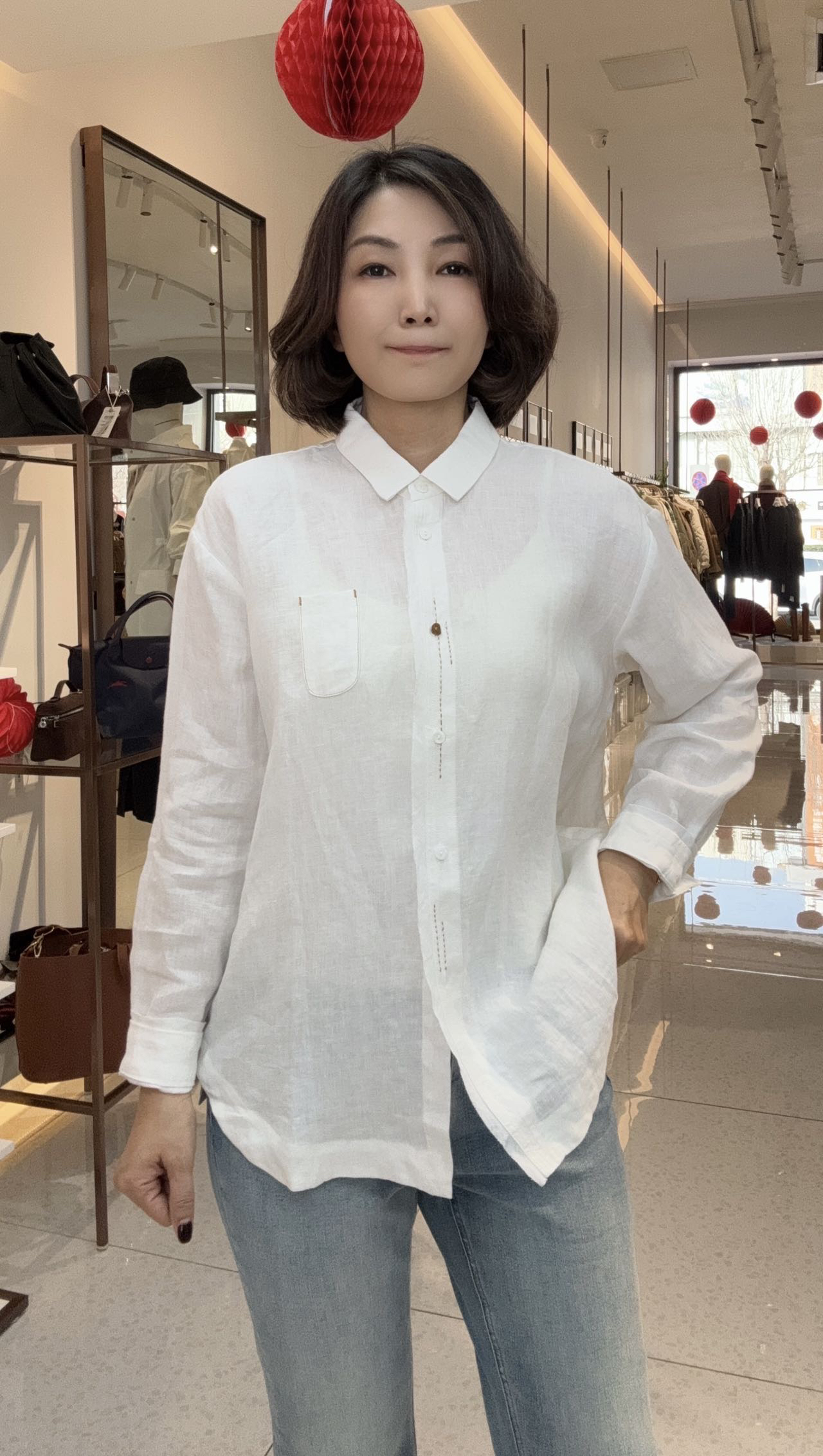 汉麻翻领刺绣长衬