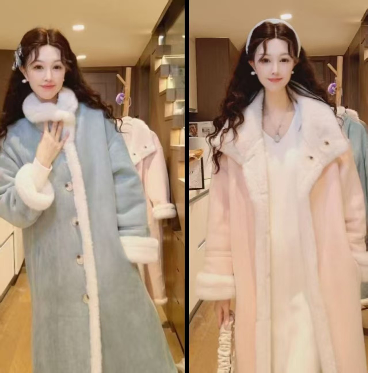 【粉红日落】2025新款双面穿气质韩系女装外套加绒加厚时尚百搭  