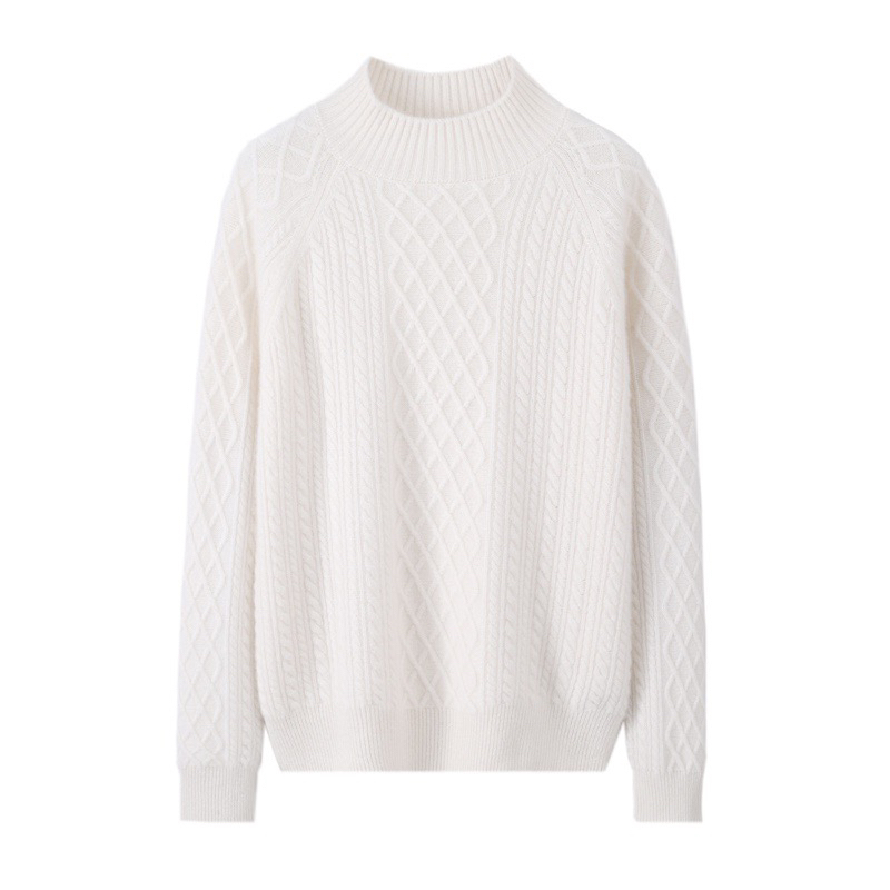 重工交花加厚半高纯山羊绒针织纯色