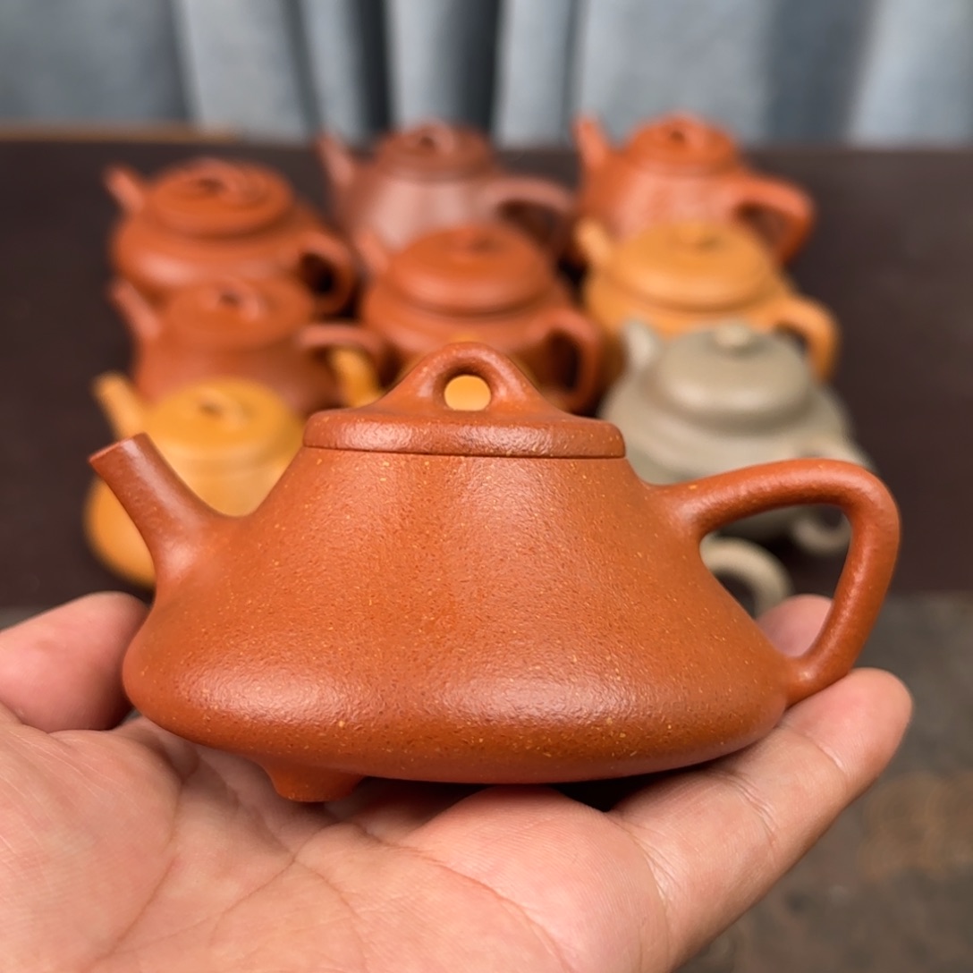 紫砂茶壶默*精挑宝山纯红降坡竹瓢145cc