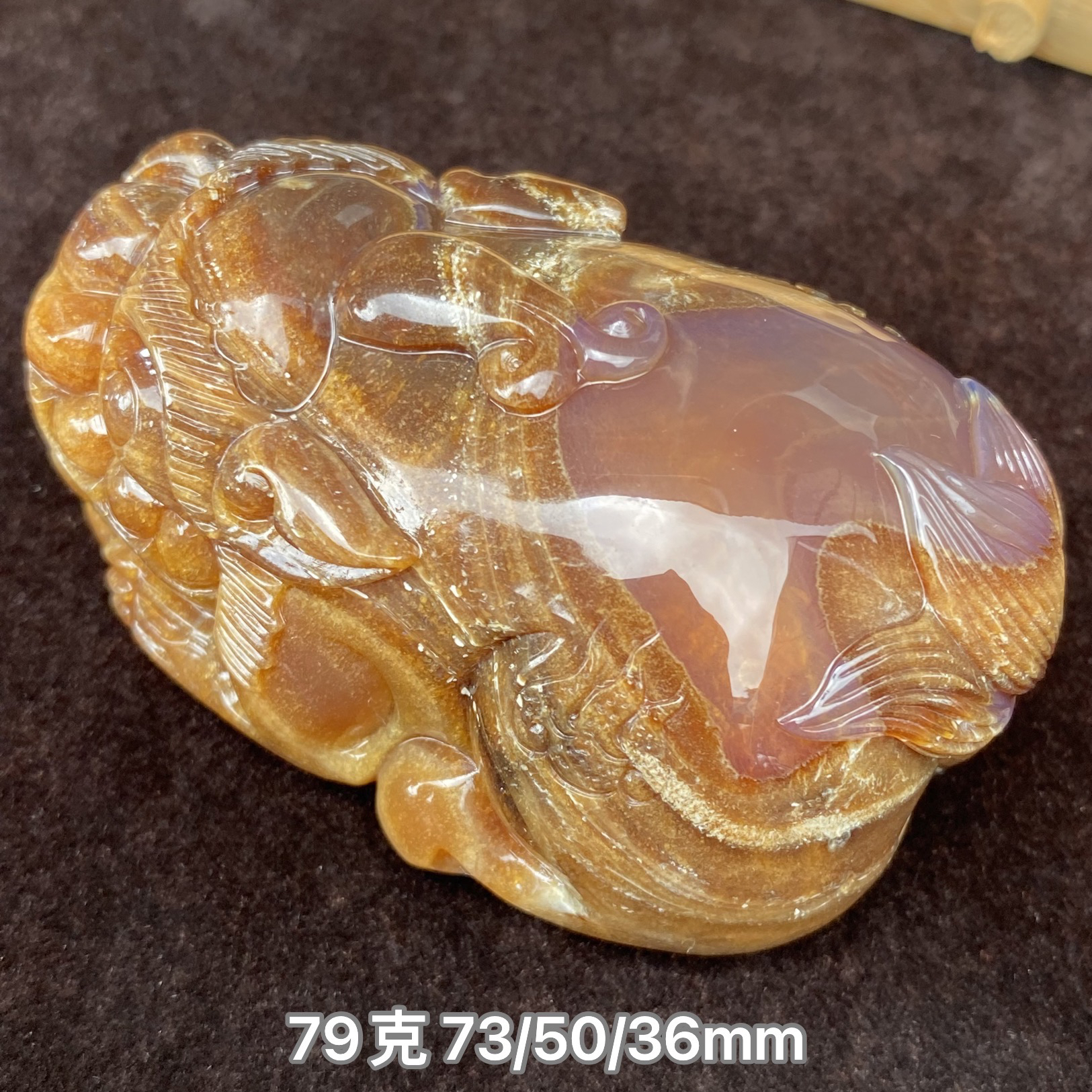 【小伊琥珀】79克金底蛋黄溶洞貔貅