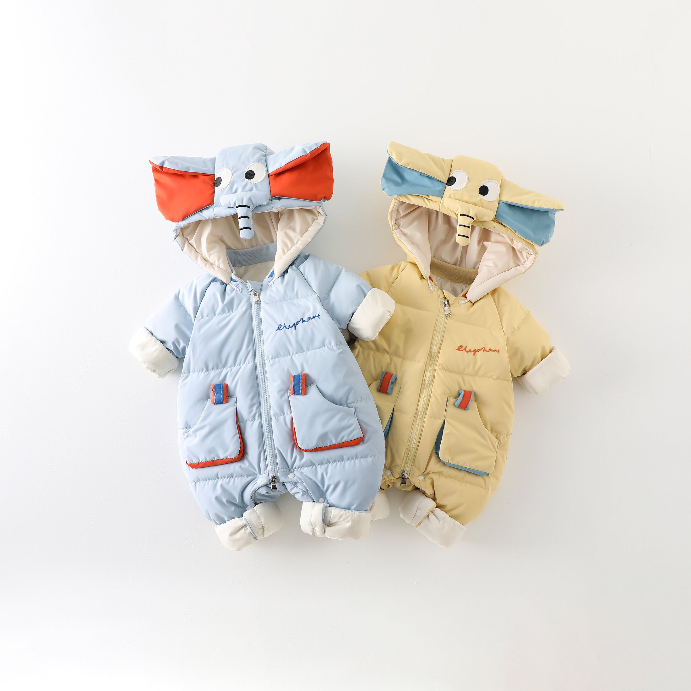 冬季卡通大象羽绒服哈衣加厚婴幼儿羽绒服哈衣1042