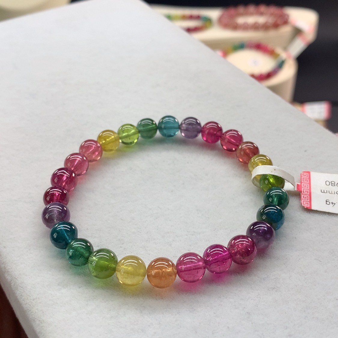 【闪购商品】手链未镶嵌碧玺彩虹色标单圈7.5