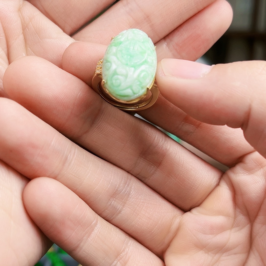 翡翠戒指银S925镶嵌戒指