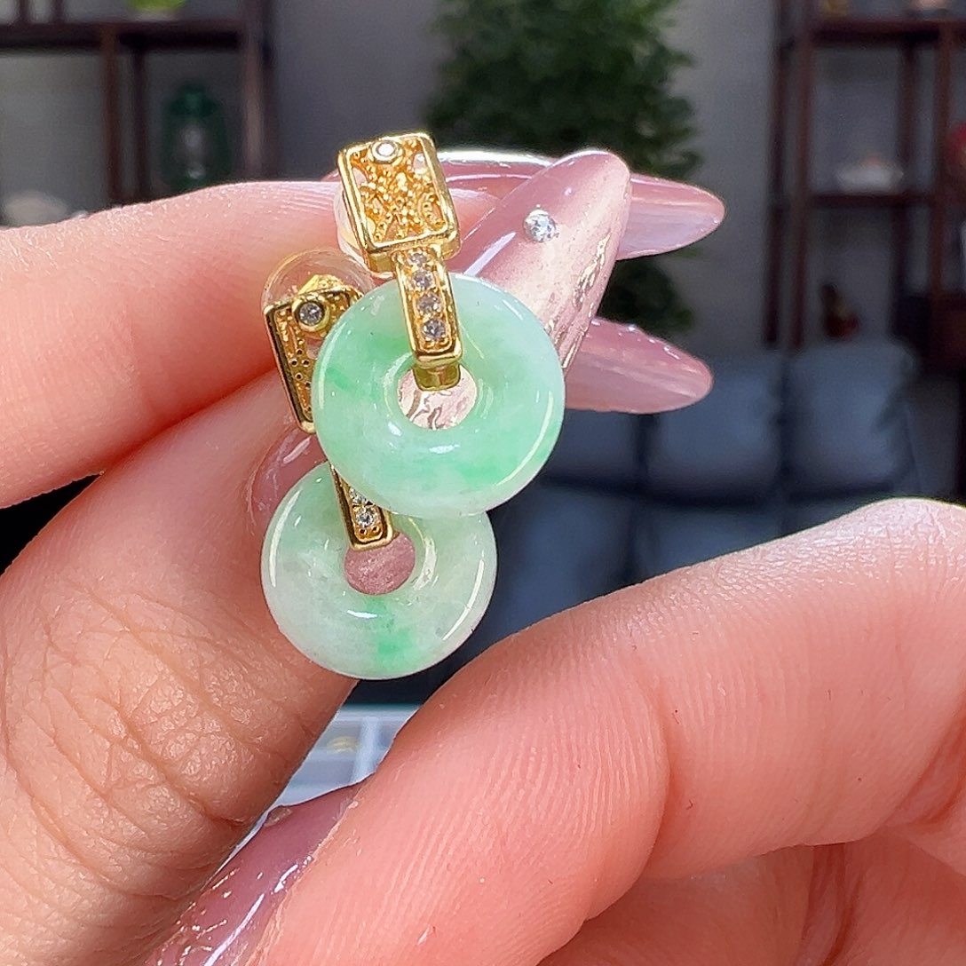 翡翠耳饰银S925镶嵌耳环10