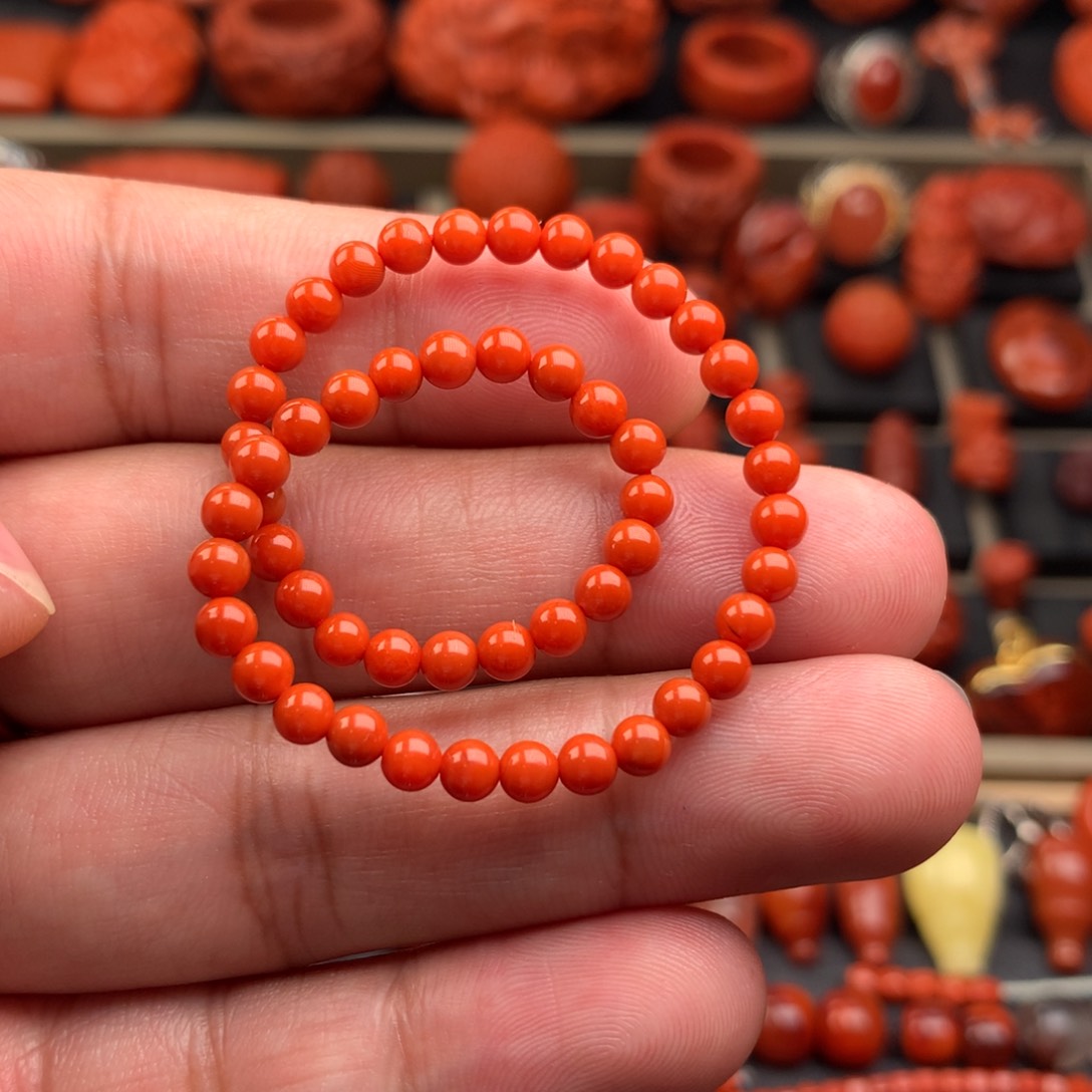 南红玛瑙未镶嵌圆珠手串3.8