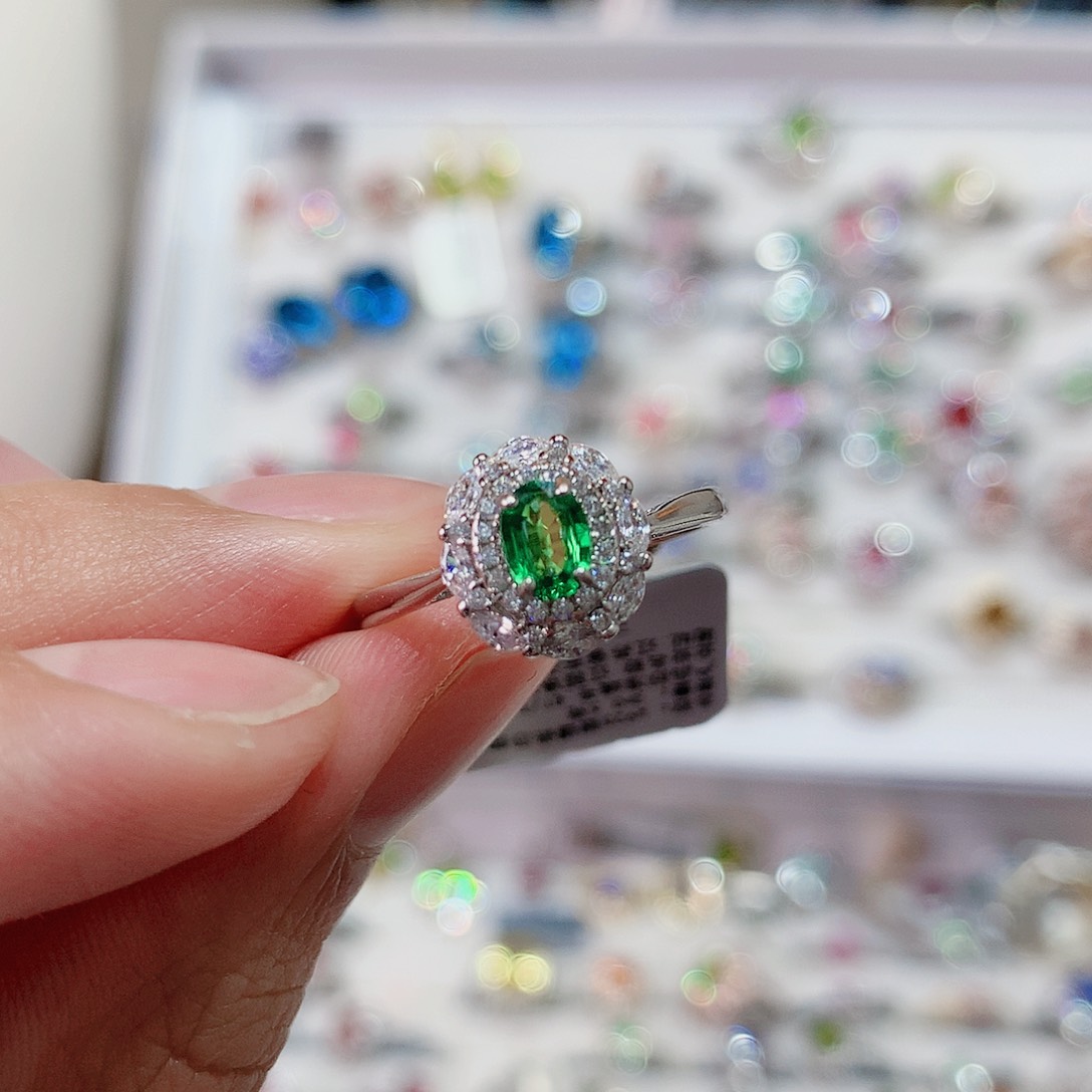 石榴石（沙弗莱）戒指银S925镶嵌小*