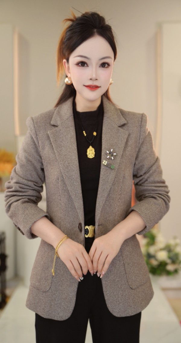 【送运费险】【送胸针】2025杭州专柜冬季小香风千鸟格外套