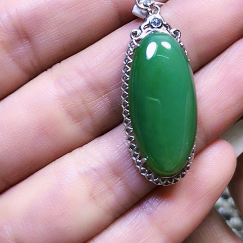 和田玉银S925镶嵌挂件